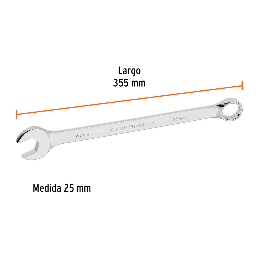 Llave combinada extralarga 25 mm x 355 mm de largo, Expert, 15651