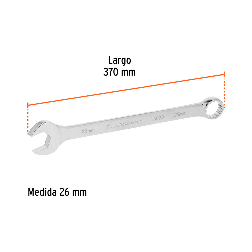 Llave combinada extralarga 26 mm x 370 mm de largo, Expert, 15628