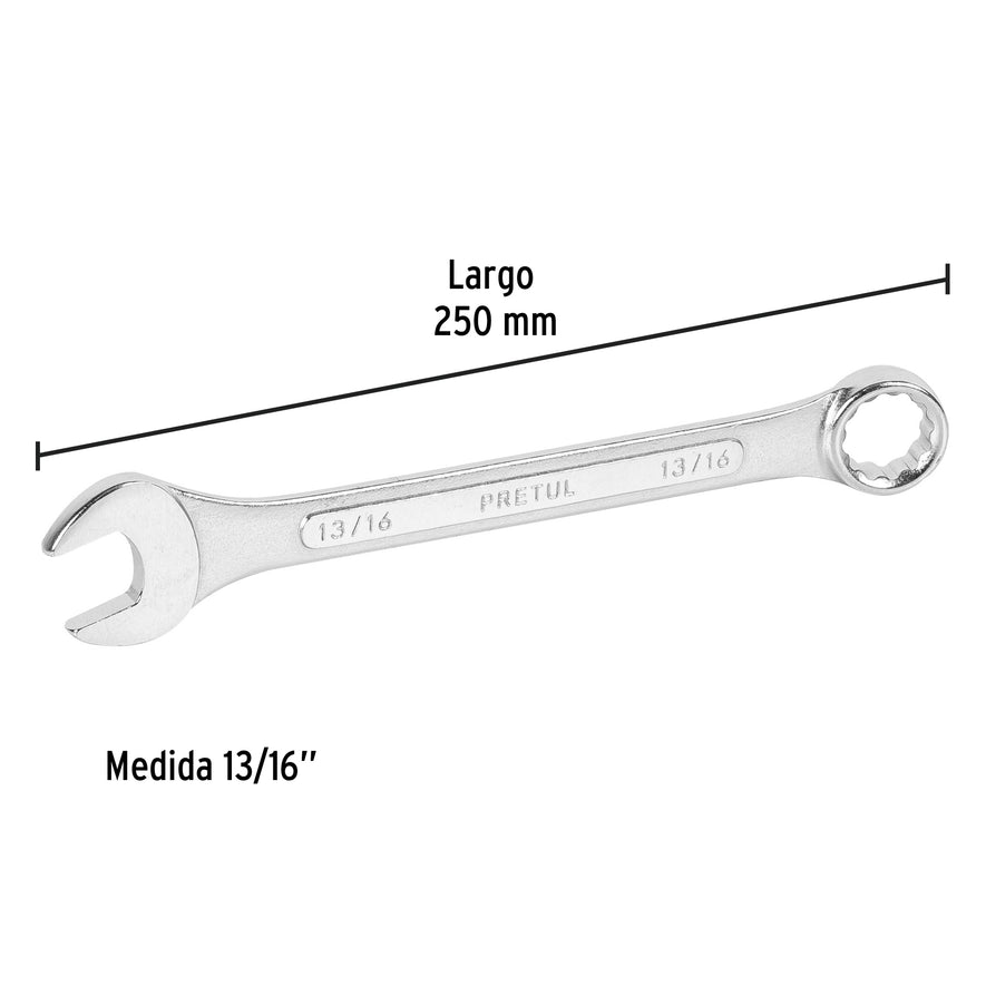 Llave combinada 13/16' x 250 mm de largo, Pretul Caja con 6, 21889