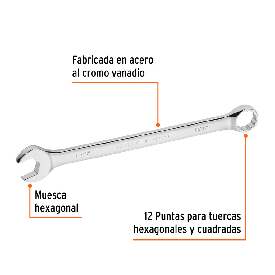 Llave combinada extralarga 13/16' x 298 mm de largo, Expert Caja con 6, 15599