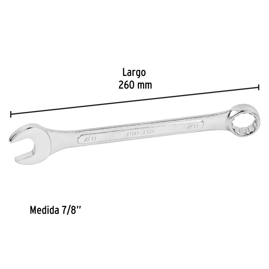 Llave combinada 7/8' x 260 mm de largo, Pretul Caja con 6, 21890