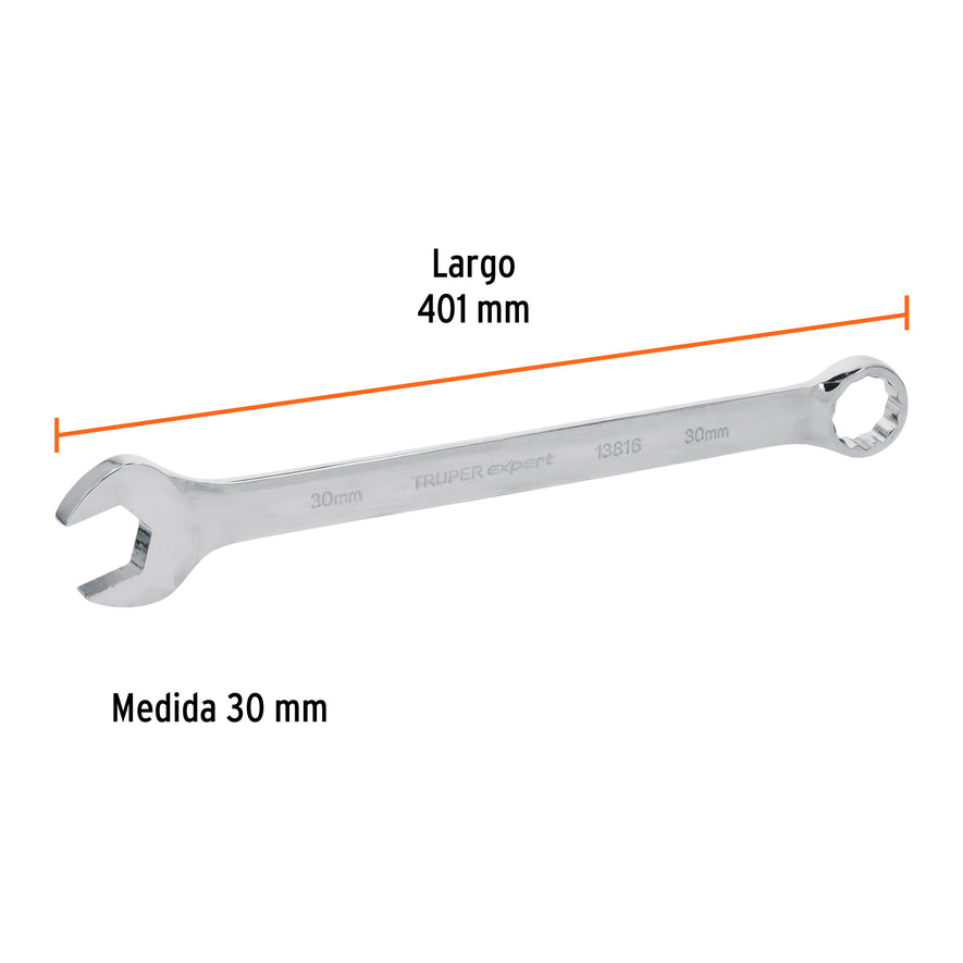 Llave combinada extralarga 30 mm x 401 mm de largo, Expert, 13816
