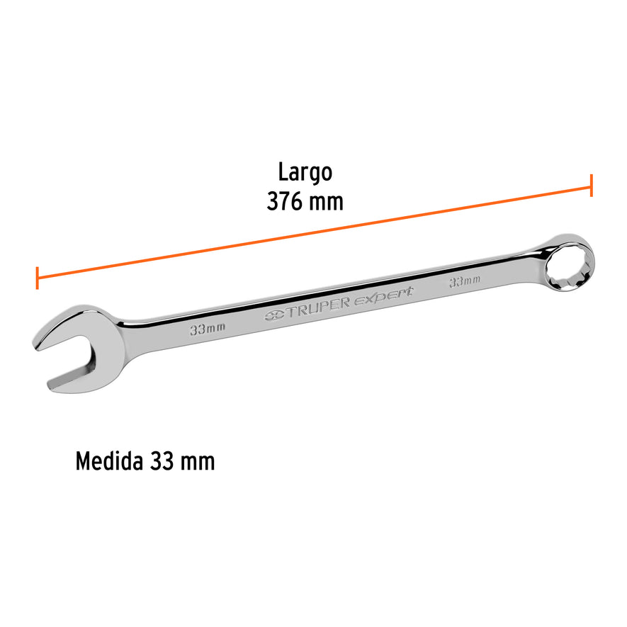Llave combinada extralarga 33 mm x 376 mm de largo, Expert, 13818