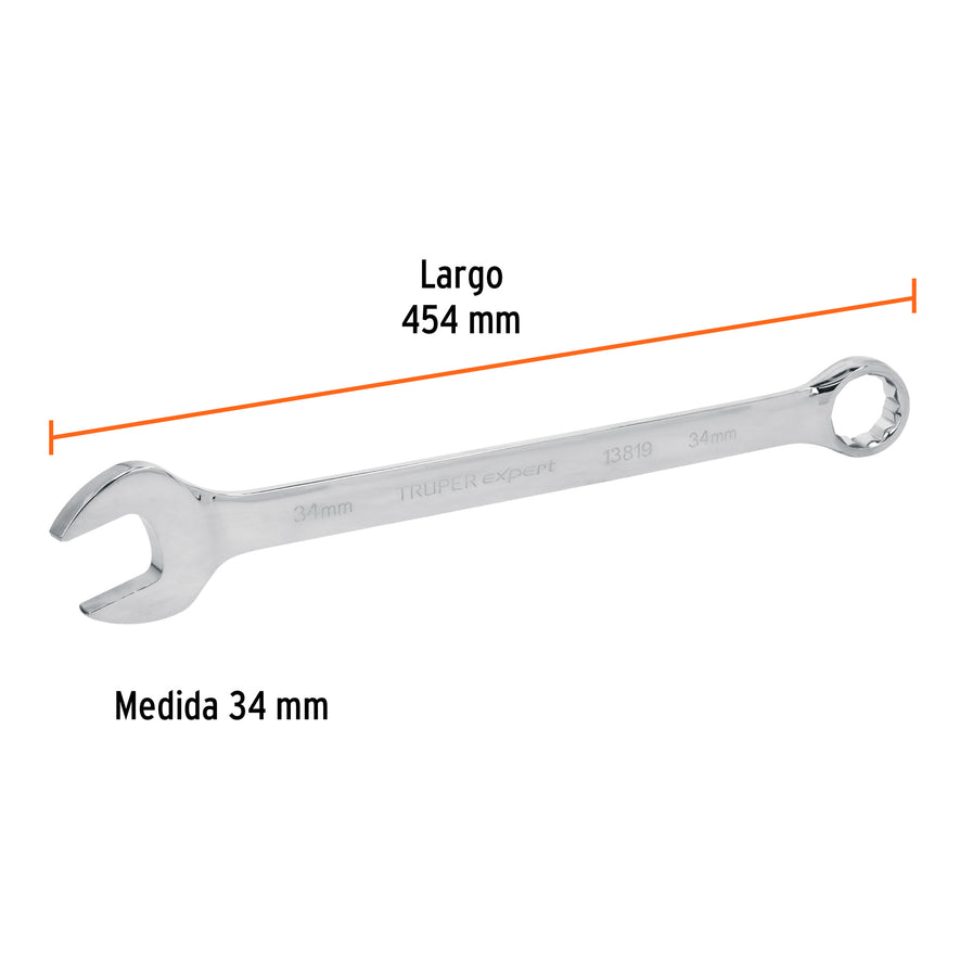 Llave combinada extralarga 34 mm x 454 mm de largo, Expert, 13819