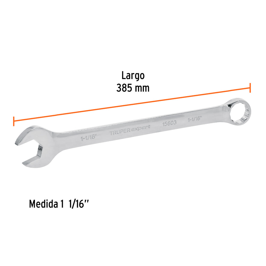 Llave combinada extralarga 1-1/16' x 385 mm de largo, Expert, 15603