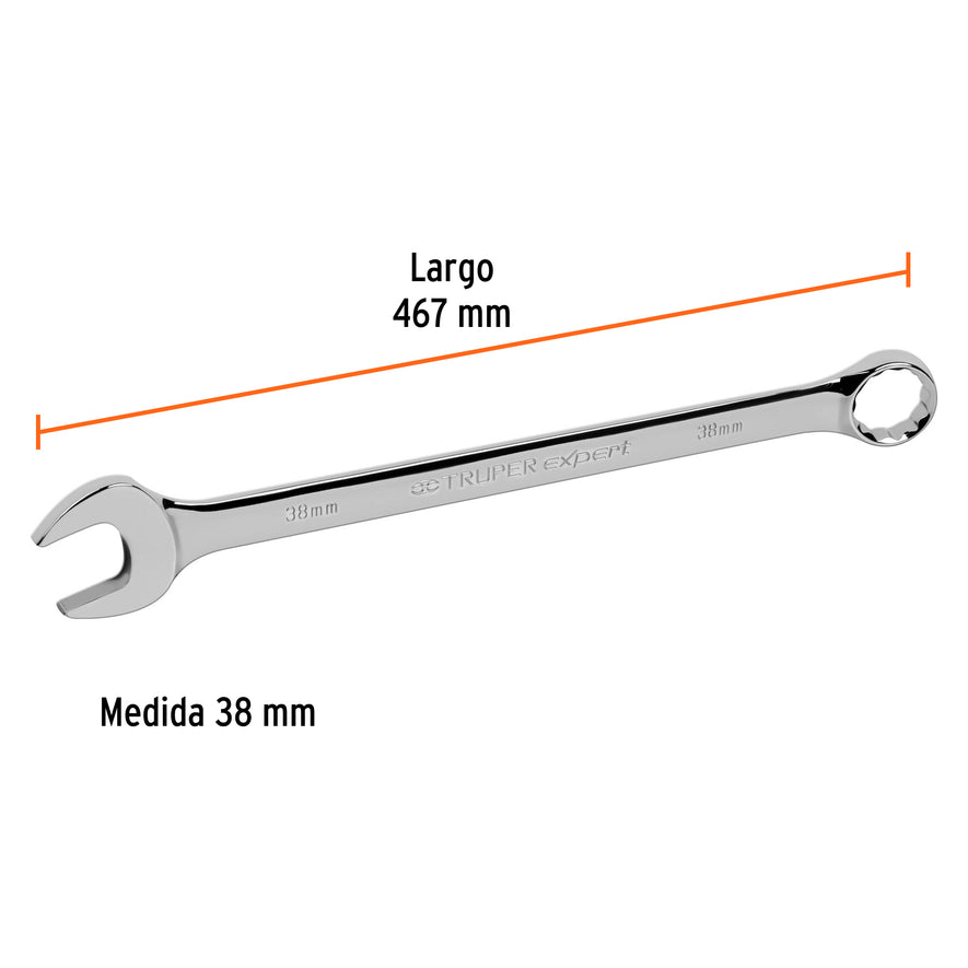 Llave combinada extralarga 38 mm x 467 mm de largo, Expert, 13821