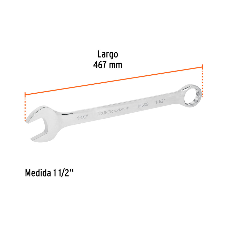 Llave combinada extralarga 1-1/2' x 467 mm de largo, Expert, 15609