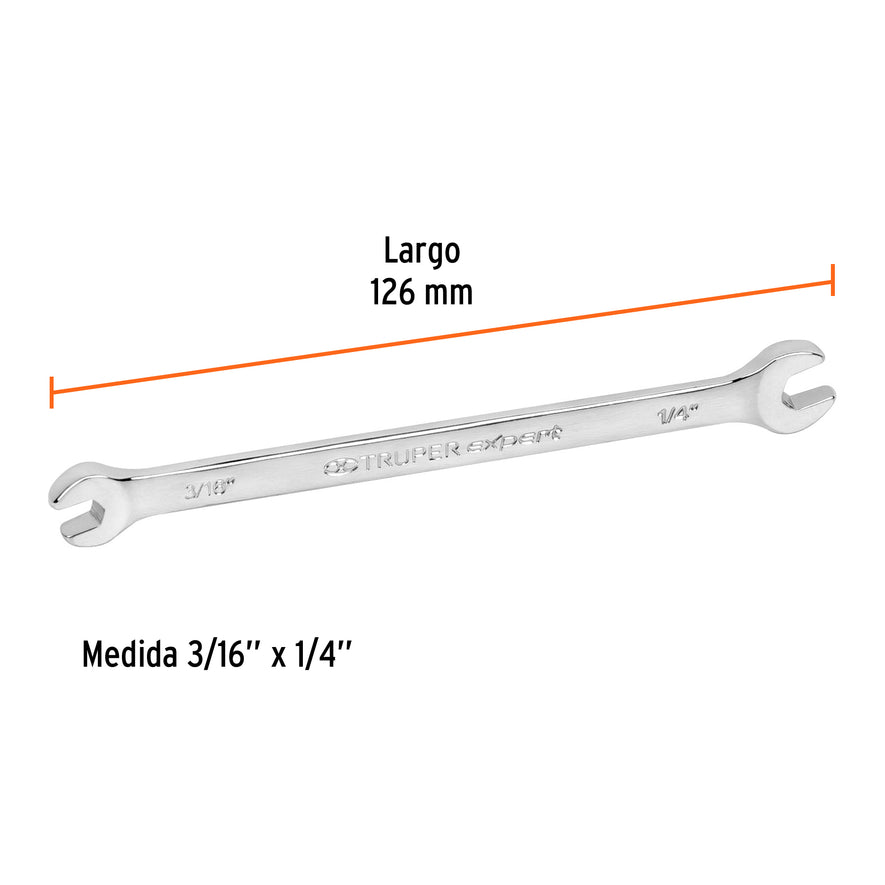 Llave española, 3/16 x 1/4' x 126 mm de largo, Truper Expert Caja con 6, 15678