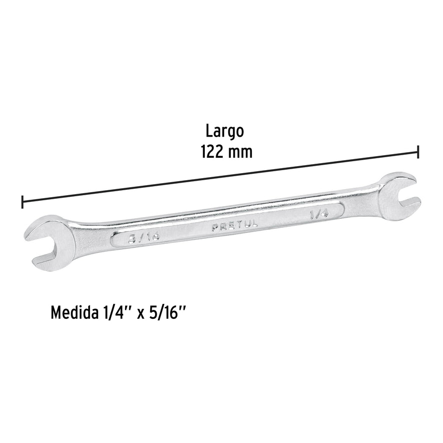 Llave española, 1/4 x 5/16' x 122 mm de largo, PRETUL Caja con 12, 21950