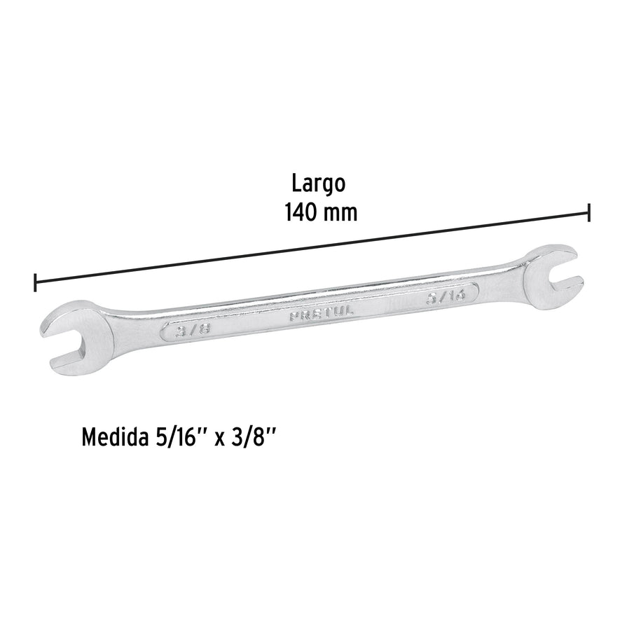 Llave española, 5/16 x 3/8' x 140 mm de largo, PRETUL Caja con 12, 21951