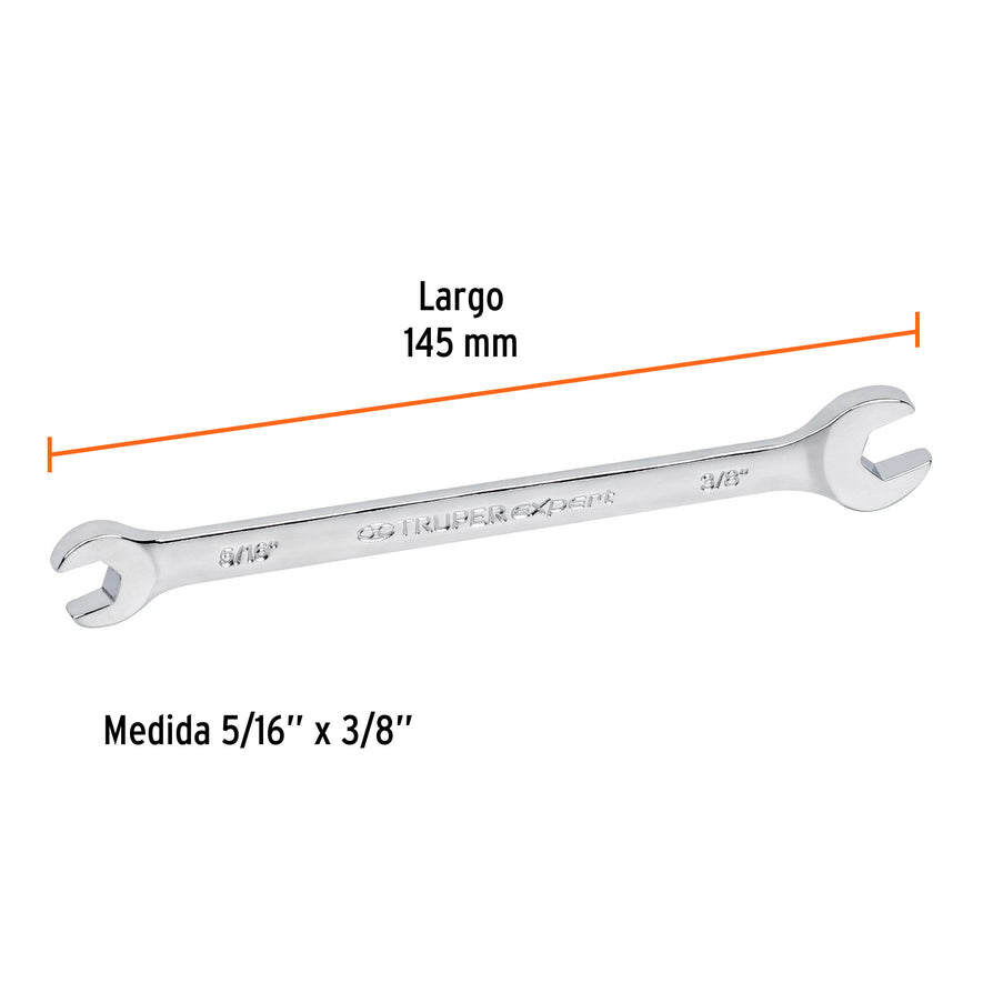 Llave española, 5/16 x 3/8' x 145 mm de largo, Truper Expert Caja con 6, 15682