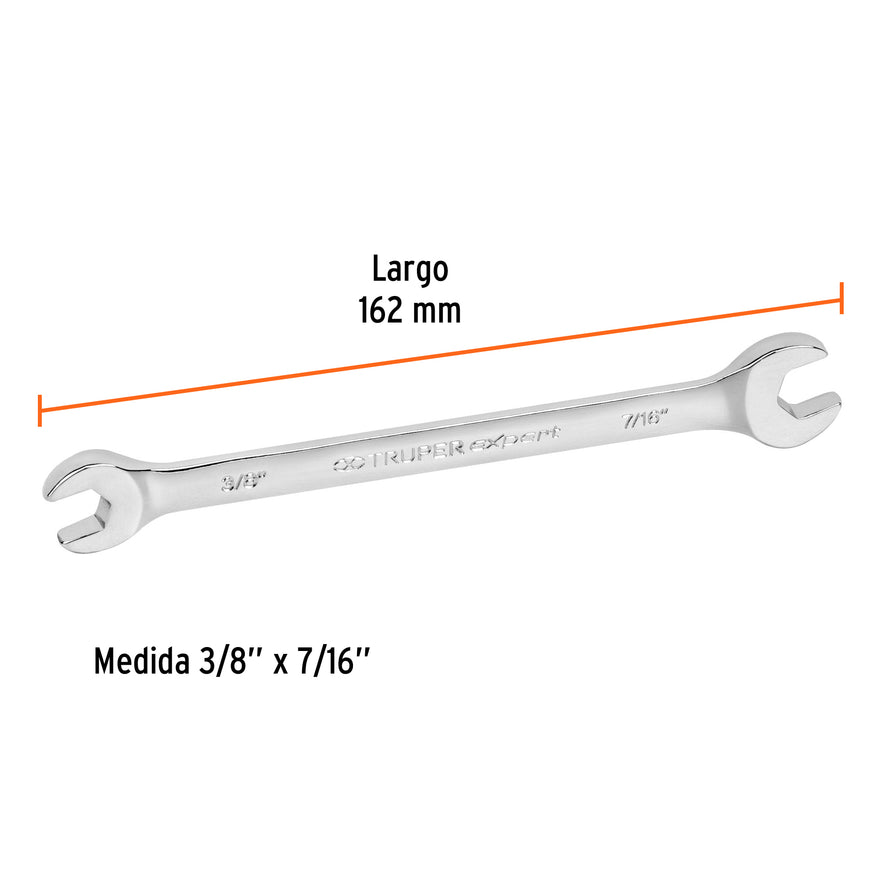 Llave española, 3/8 x 7/16' x 162 mm de largo, Truper Expert Caja con 6, 15684