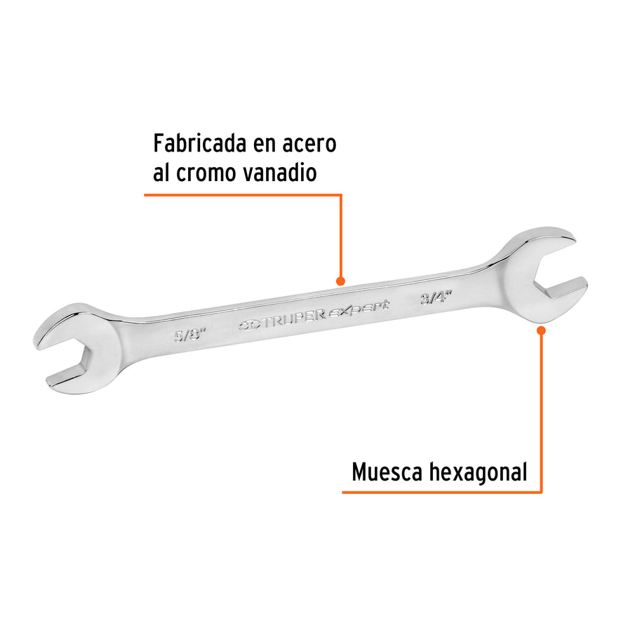 Llave española, 5/8 x 3/4' x 220 mm de largo, Truper Expert Caja con 6, 15692