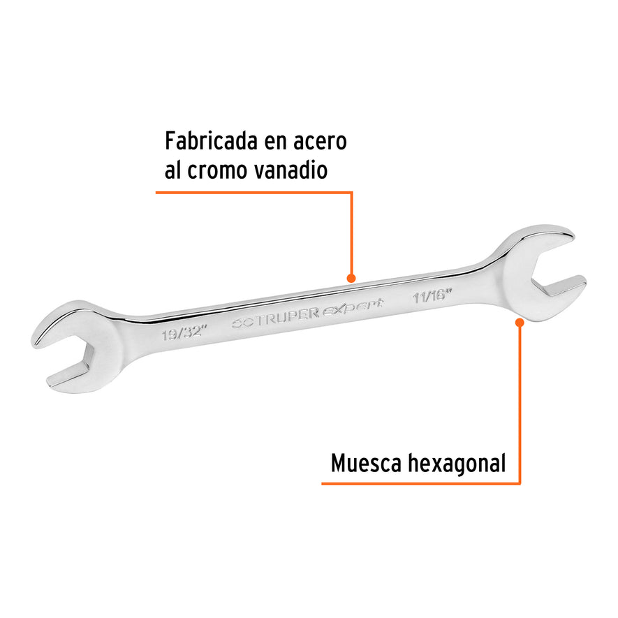Llave española, 19/32 x 11/16' x 198 mm de largo, Expert Caja con 6, 15693