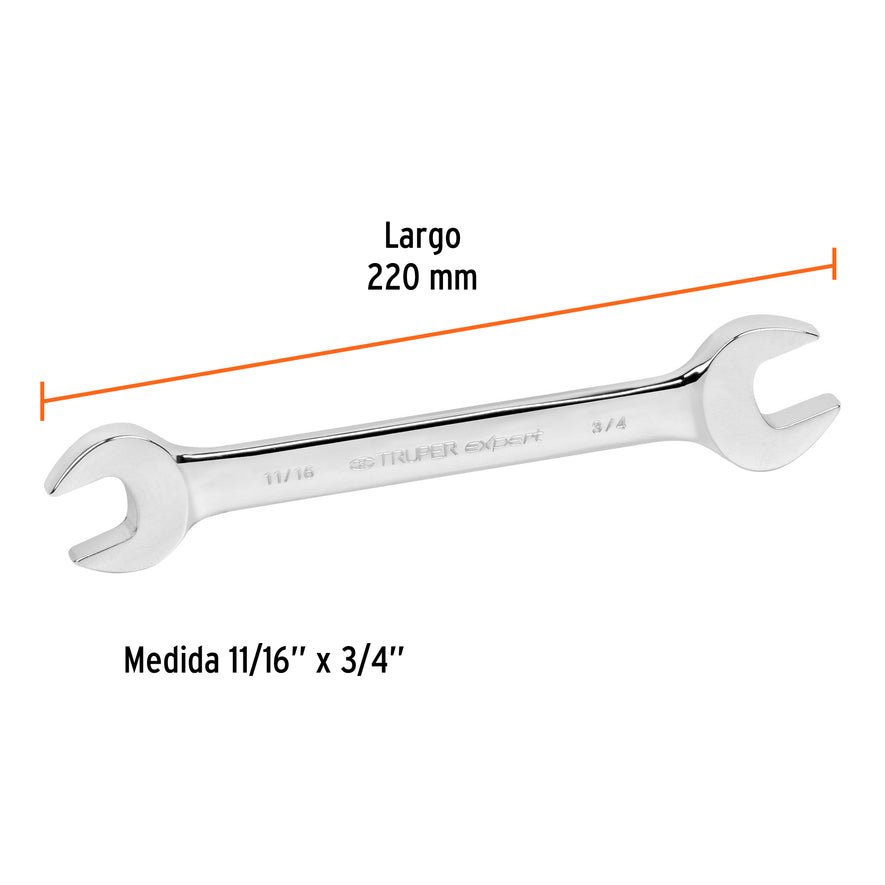 Llave española, 11/16 x 3/4' x 220 mm de largo, Expert Caja con 6, 15696