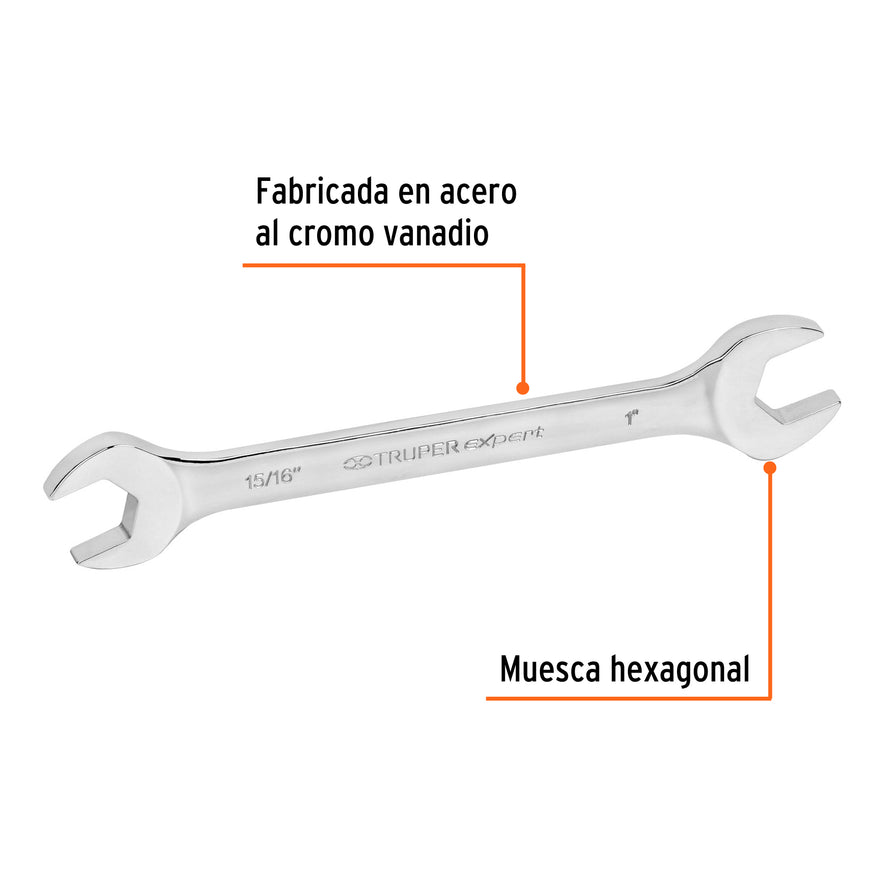 Llave española, 15/16 x 1' x 264 mm de largo, Truper Expert Caja con 6, 15702