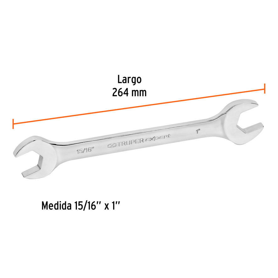 Llave española, 15/16 x 1' x 264 mm de largo, Truper Expert Caja con 6, 15702