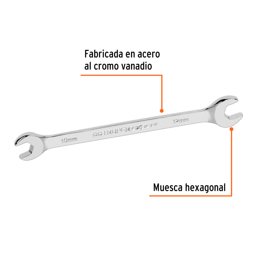 Llave española 10 x 12 x 162 mm de largo, Truper Expert Caja con 6, 15709