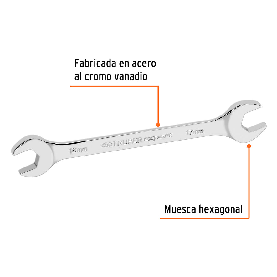 Llave española 16 x 17 x 198 mm de largo, Truper Expert Caja con 6, 15714