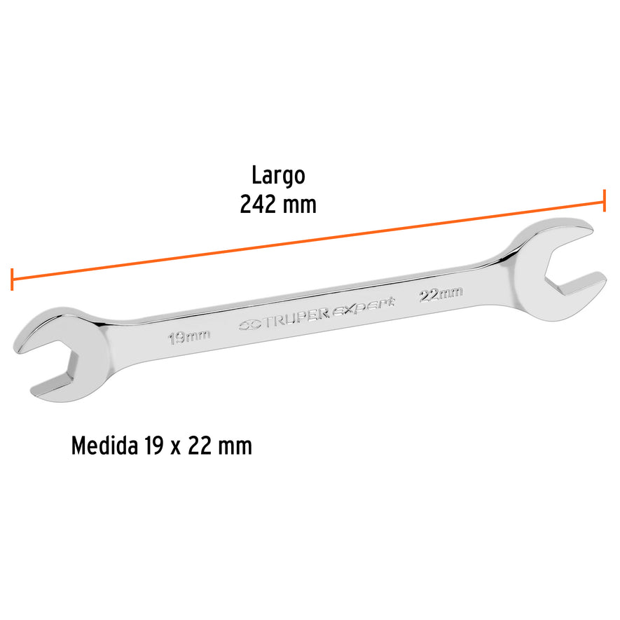 Llave española 19 x 22 x 242 mm de largo, Truper Expert Caja con 6, 15717