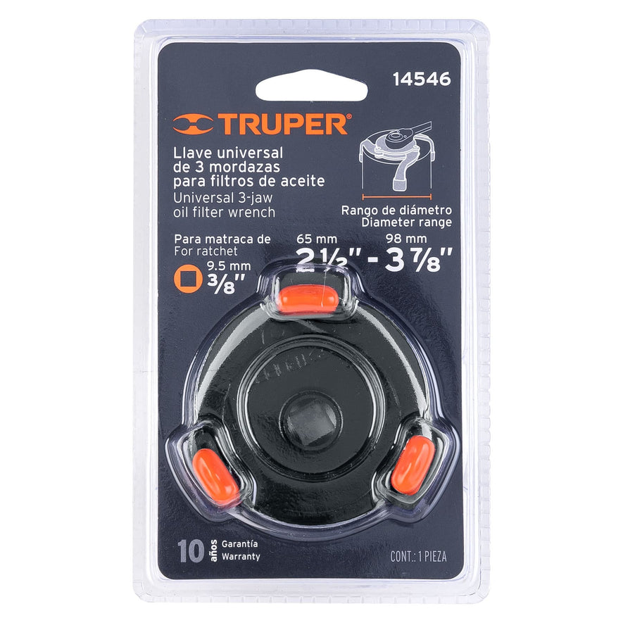 Llave universal 2-1/2'a 3-7/8' para filtro de aceite, Truper Caja con 4, 14546