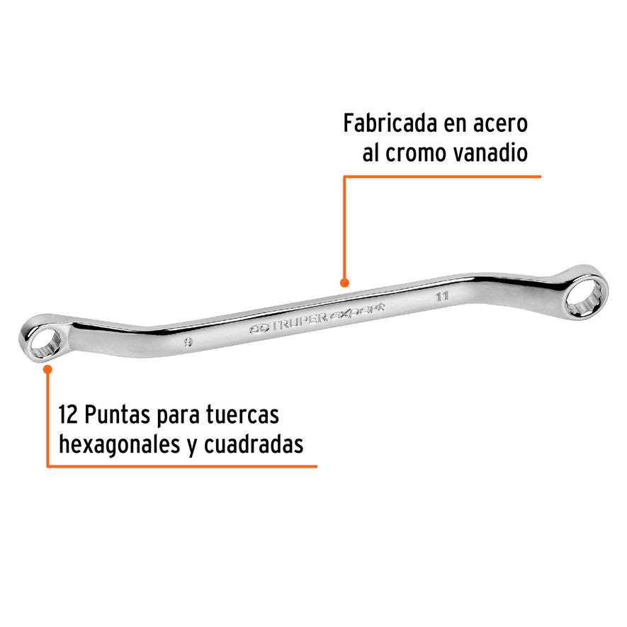 Llave de estrías 9 x 11 x 181 mm largo, Truper Expert Caja con 6, 15760