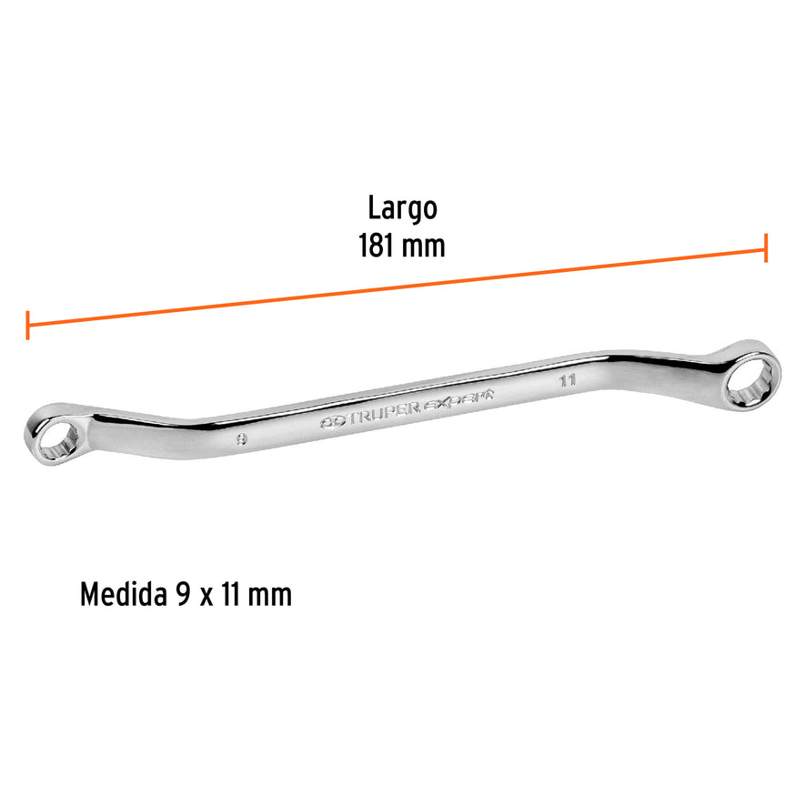 Llave de estrías 9 x 11 x 181 mm largo, Truper Expert Caja con 6, 15760