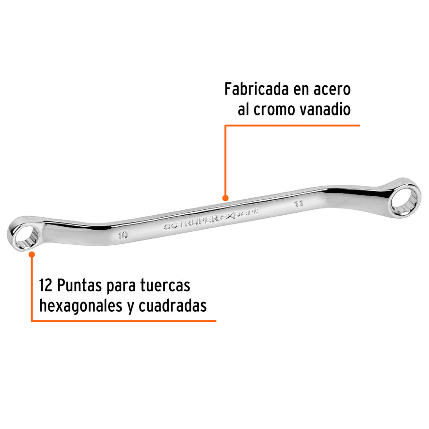 Llave de estrías 10 x 11 x 181 mm largo, Truper Expert Caja con 6, 15761