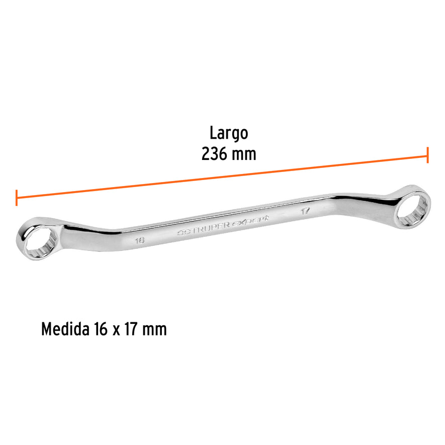 Llave de estrías 16 x 17 x 236 mm largo, Truper Expert Caja con 6, 15763