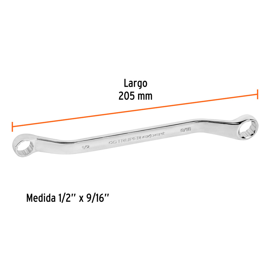 Llave de estrías 1/2 x 9/16' x 205 mm largo, Truper Expert Caja con 6, 15751