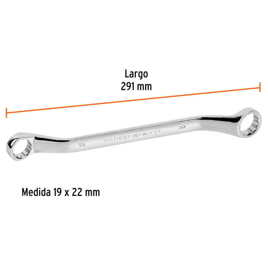 Llave de estrías 19 x 22 x 291 mm largo, Truper Expert Caja con 6, 15764