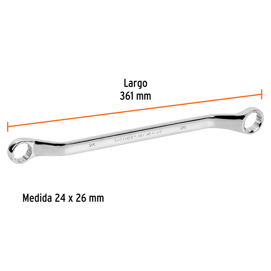 Llave de estrías 24 x 26 x 361 mm largo, Truper Expert Caja con 6, 15765