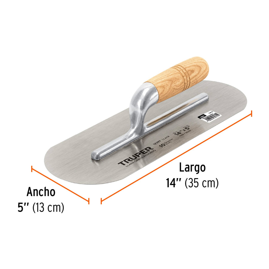 Llana canto redondo 14' x 5' con mango de madera, Truper Caja con 3, 12397