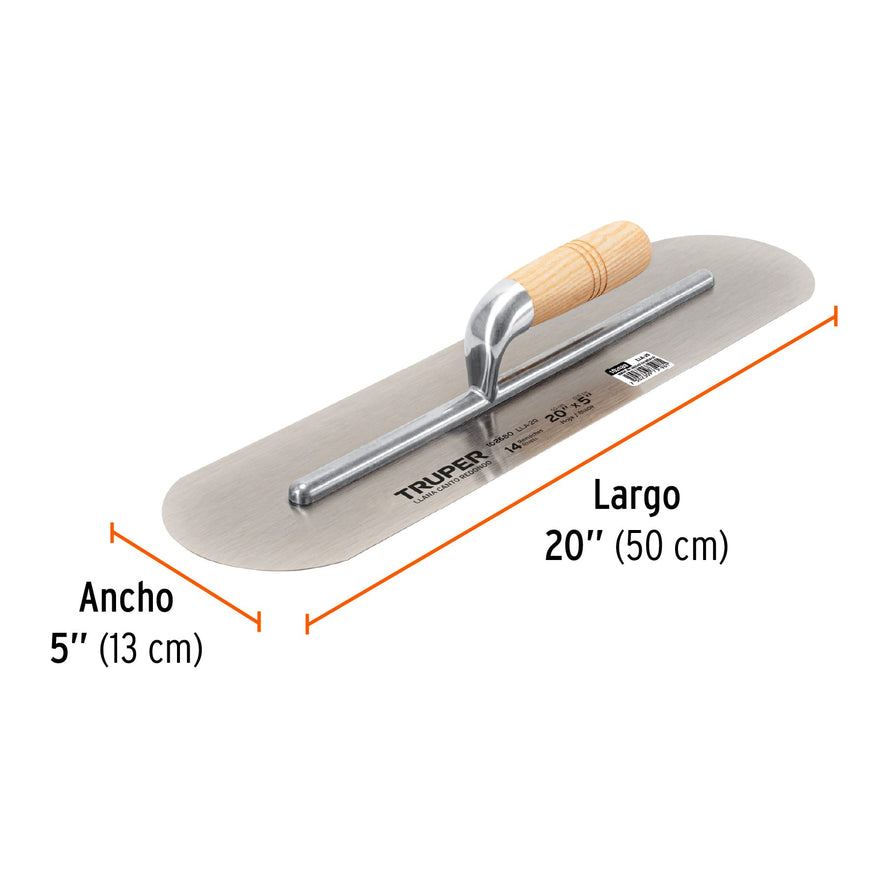 Llana canto redondo 20' x 5' con mango de madera, Truper Caja con 3, 102680