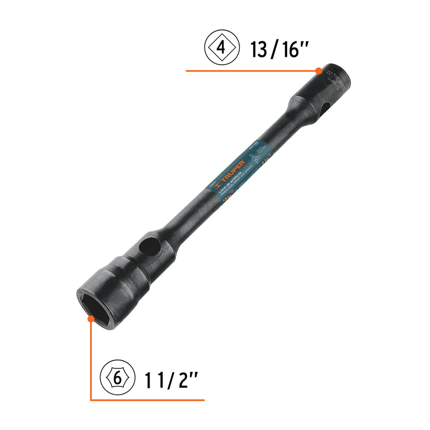 Llave de artillería 13/16 x 1-1/2' boca cuadrada y hexagonal, 15488