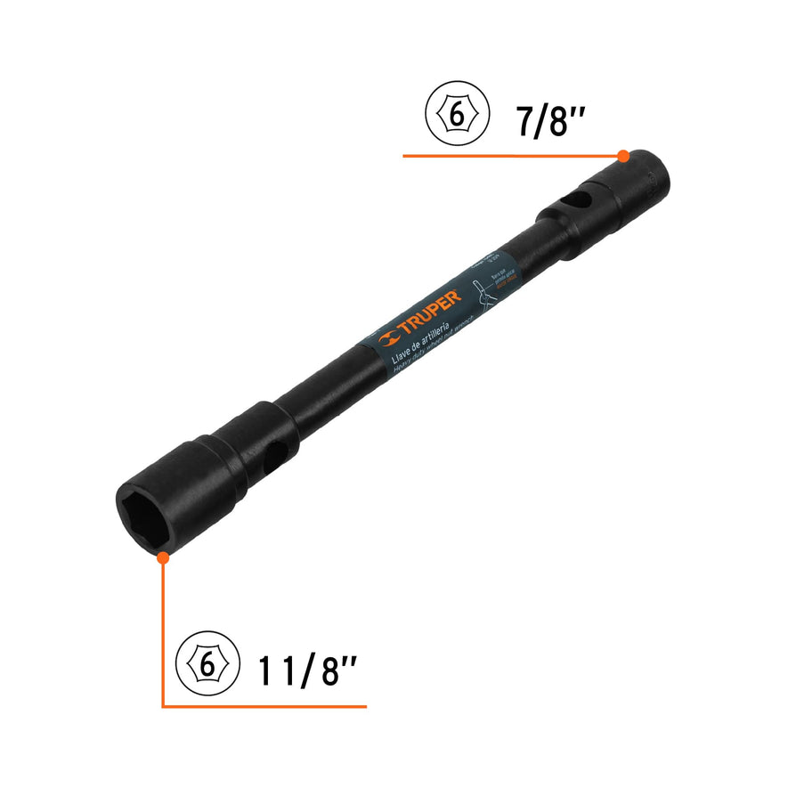 Llave de artillería 1-1/8 x 7/8' boca hexagonal, TRUPER, 15485
