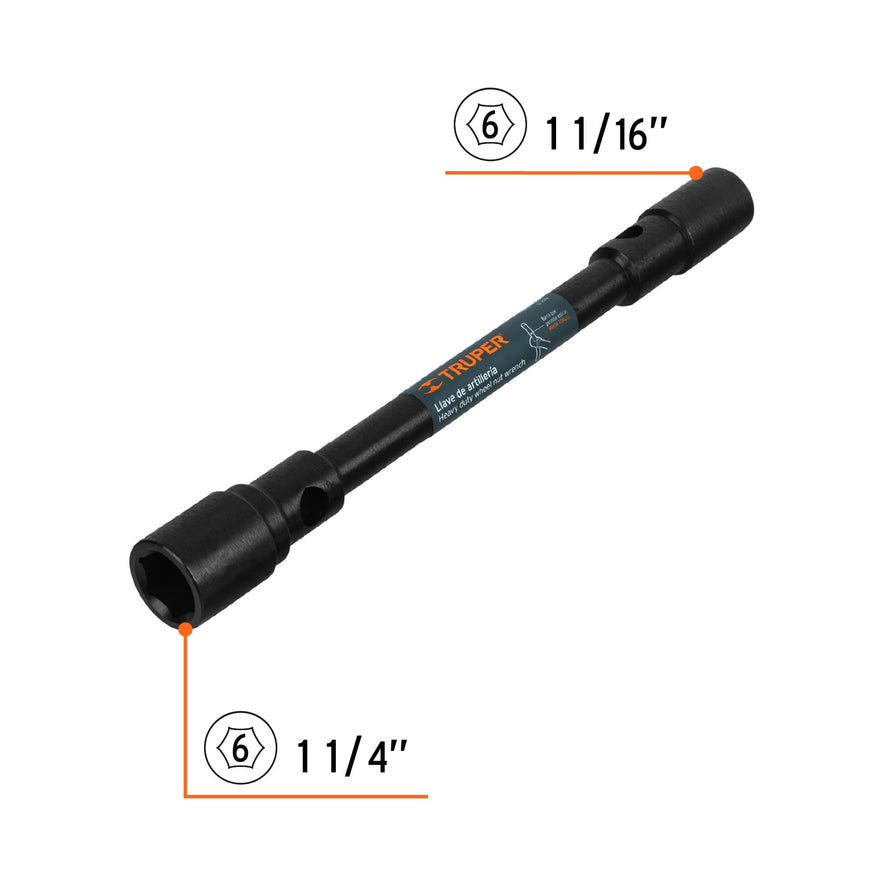 Llave de artillería 1-1/16 x 1-1/4' boca hexagonal, TRUPER, 15487