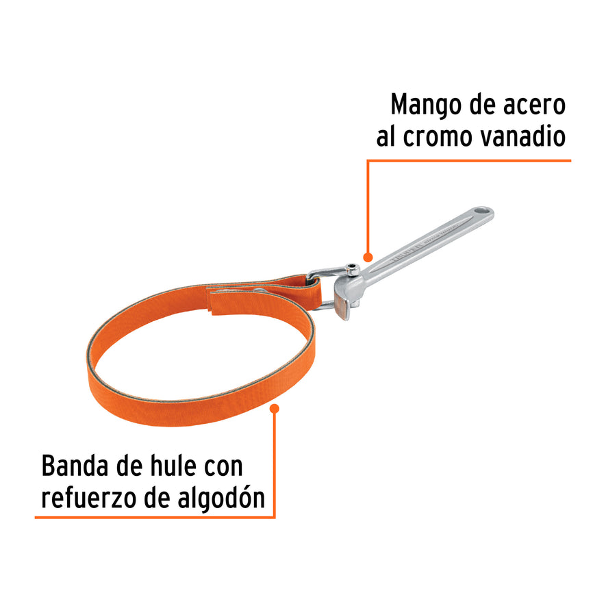 Llave de banda de hule 1-1/2' a 6-1/2' para filtro de aceite Caja con 6, 15818