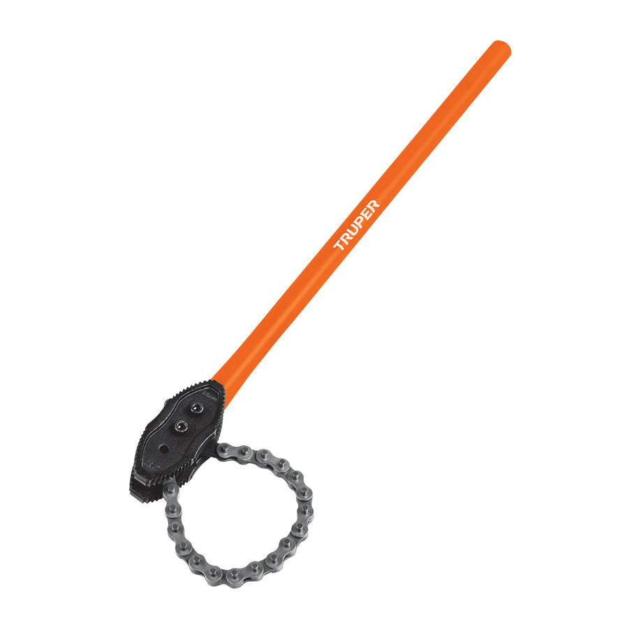 Llave de cadena tipo caimán uso pesado, mango de 28', Truper, 13140
