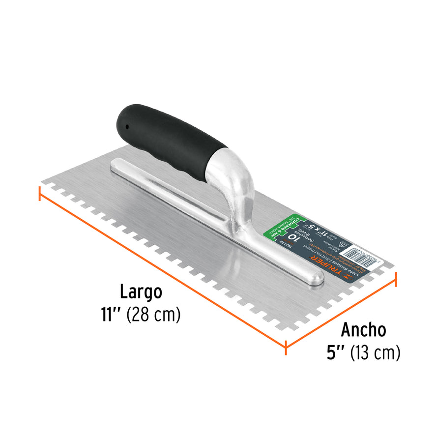 Llana 11' dentado cuadrado 1/4', 10 remaches, mgo comfort Caja con 6, 102778