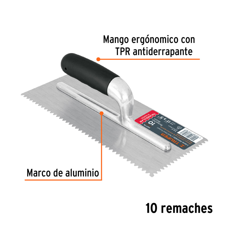 Llana 11' dentado triangular, 10 remaches, mgo comfort grip Caja con 6, 102776