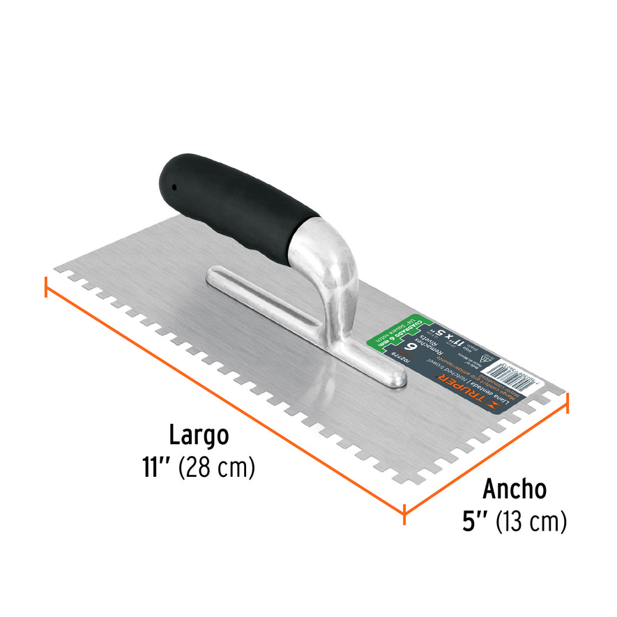 Llana 11' dentado cuadrado 1/4', 6 remaches, mgo comfort Caja con 6, 102779