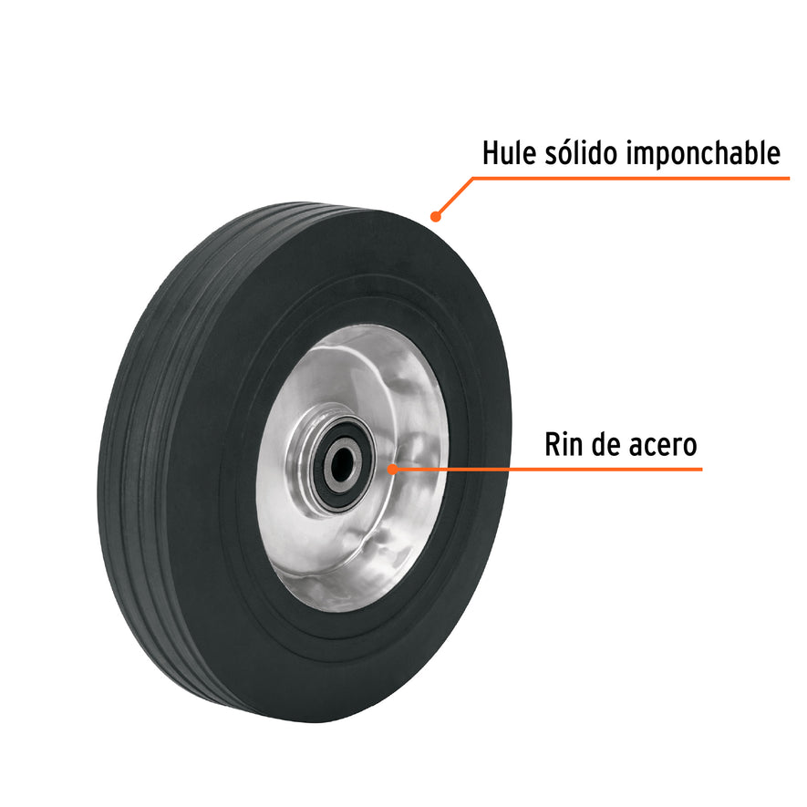 Rueda de hule sólido 10' de alto desempeño, doble balero Caja con 2, 15727
