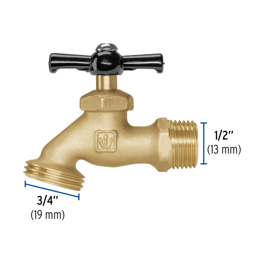 Llave p/manguera, de latón, 100g, 1/2', blíster, BASIC Caja con 6, 49075