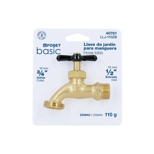 Llave p/manguera, de zamac 110gr, 1/2', blíster, BASIC Caja con 6, 40761