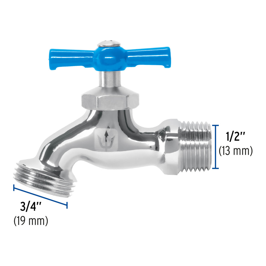 Llave p/manguera, de latón cromado, 130g, 1/2',granel, FOSET Caja con 6, 49084