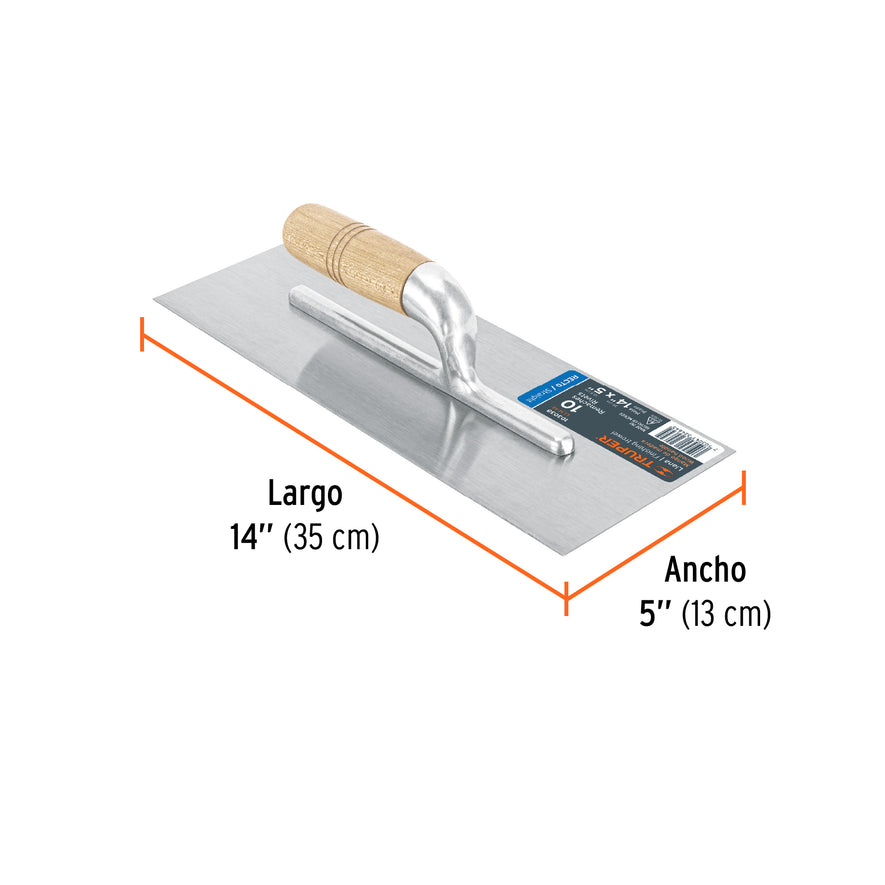 Llana 14' canto recto, 10 remaches, mgo madera, Truper Caja con 6, 103038