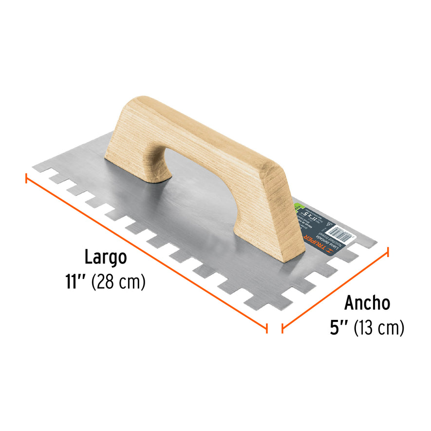 Llana 11' dentado cuadrado 1/2', tipo español, mgo madera Caja con 6, 102750