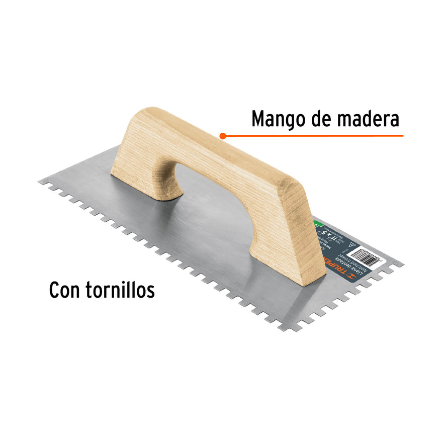 Llana 11' dentado cuadrado 1/4', tipo español, mgo madera Caja con 6, 11525