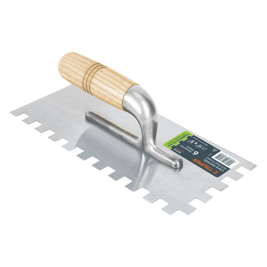 Llana 11' dentado cuadrado 1/2', 6 remaches, mgo madera Caja con 6, 102703